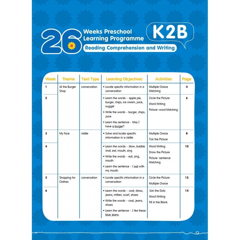 【多買多折】26週學前教育系列 - 幼兒英語 - 閱讀理解及寫作  (K2B)